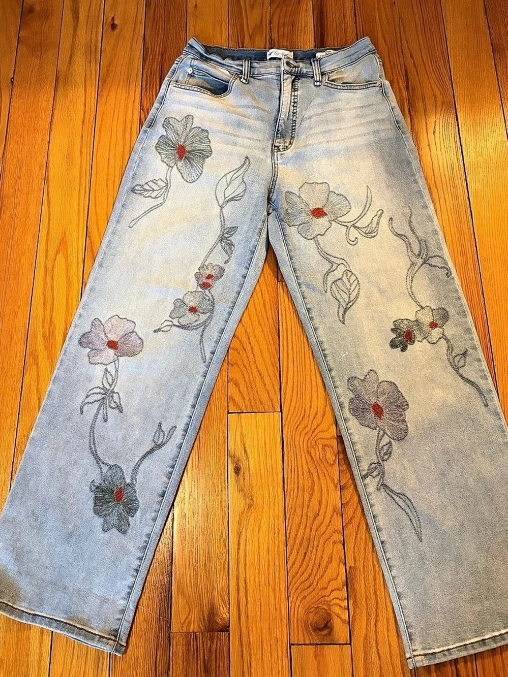 Jessica Simpson Floral Wide Leg Jeans Size 4